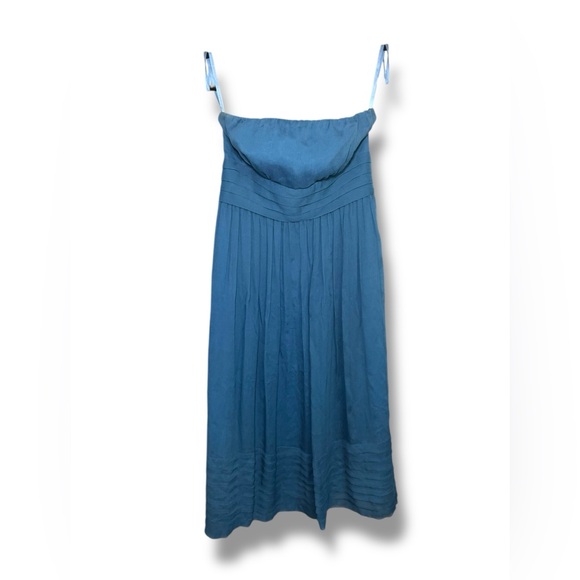 J.CREW Silk Chiffon Strapless Hazel Blue Juliet Dress JCrew - Size 2 EUC - Picture 1 of 6